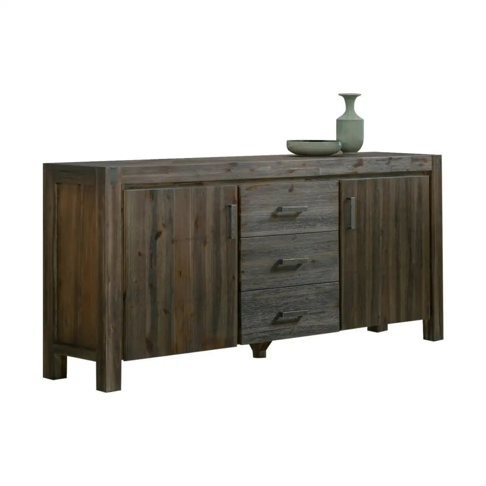 Buffet Sideboard in Chocolate Colour Constructed with Solid Acacia Wooden Frame Storage with Drawers - Furniture >