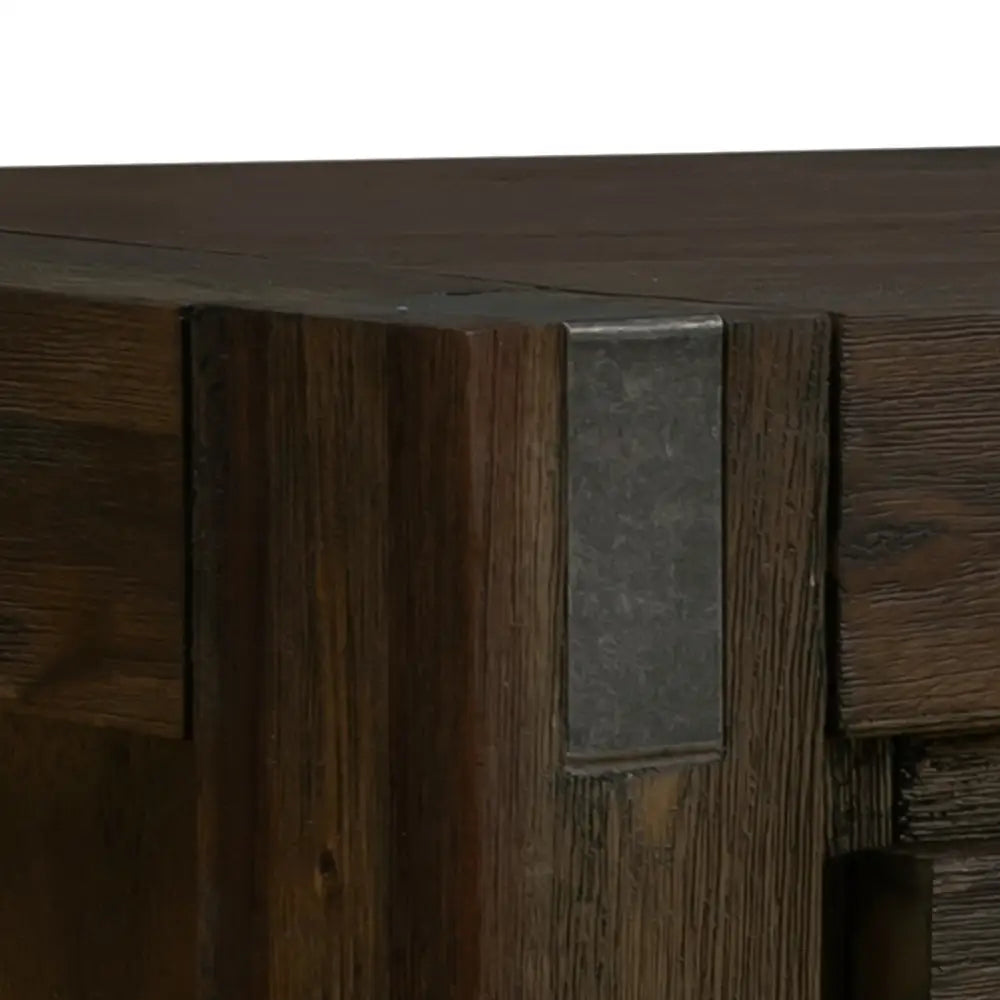 Buffet Sideboard in Chocolate Colour Constructed with Solid Acacia Wooden Frame Storage with Drawers - Furniture >