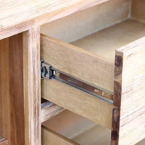 Buffet Sideboard in Oak Colour Constructed with Solid Acacia Wooden Frame Storage with Drawers - Furniture > Dining
