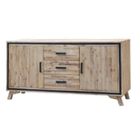 Buffet Sideboard in Silver Brush Colour with Solid Acacia & Veneer Wooden Frame Storage with Drawers - Furniture >