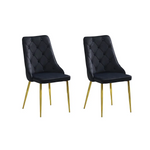 Button Tufted Black with Gold Legs Dining Chairs - Set of 4 - Furniture > Dining > Kitchen & Dining Chairs