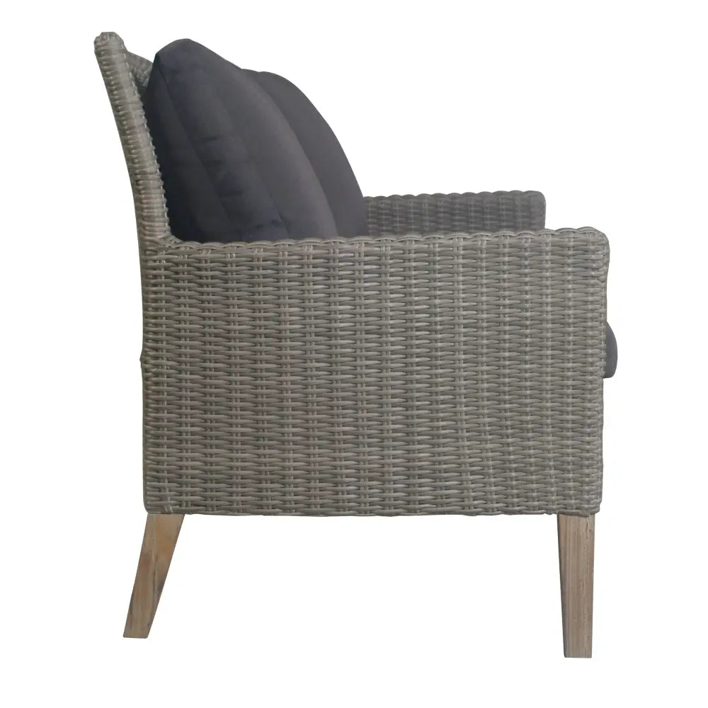 Byron 4pc Rattan Outdoor Sofa Set 2 Seater Wicker Lounge Grey Coffee Table - Furniture > Outdoor