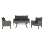 Byron 4pc Rattan Outdoor Sofa Set 2 Seater Wicker Lounge Grey Coffee Table - Furniture > Outdoor