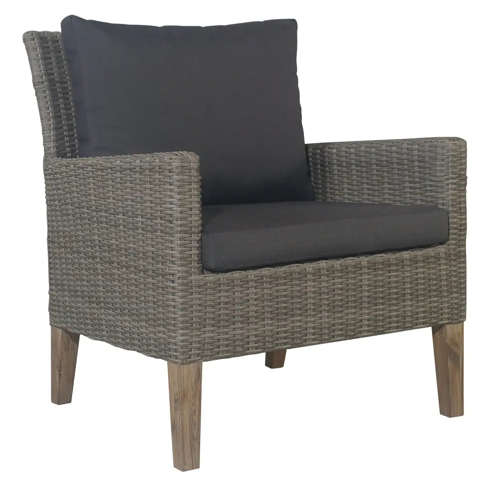 Byron 4pc Rattan Outdoor Sofa Set 2 Seater Wicker Lounge Grey Coffee Table - Furniture > Outdoor