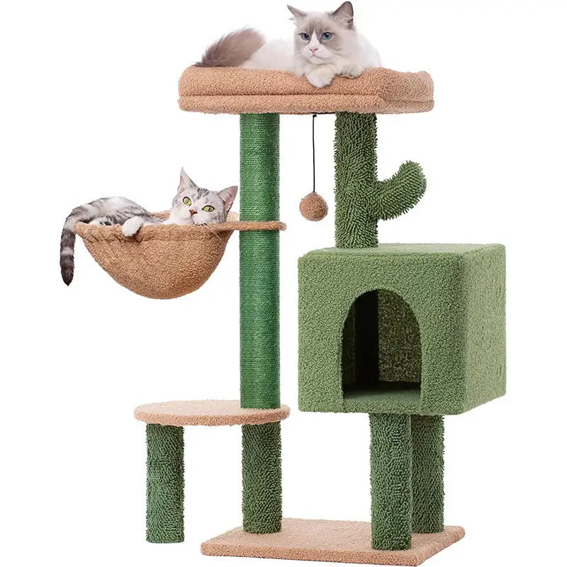 Cactus Cat Tree with Condo and Hammock - Pet Care > Cat Supplies > Cat Furniture
