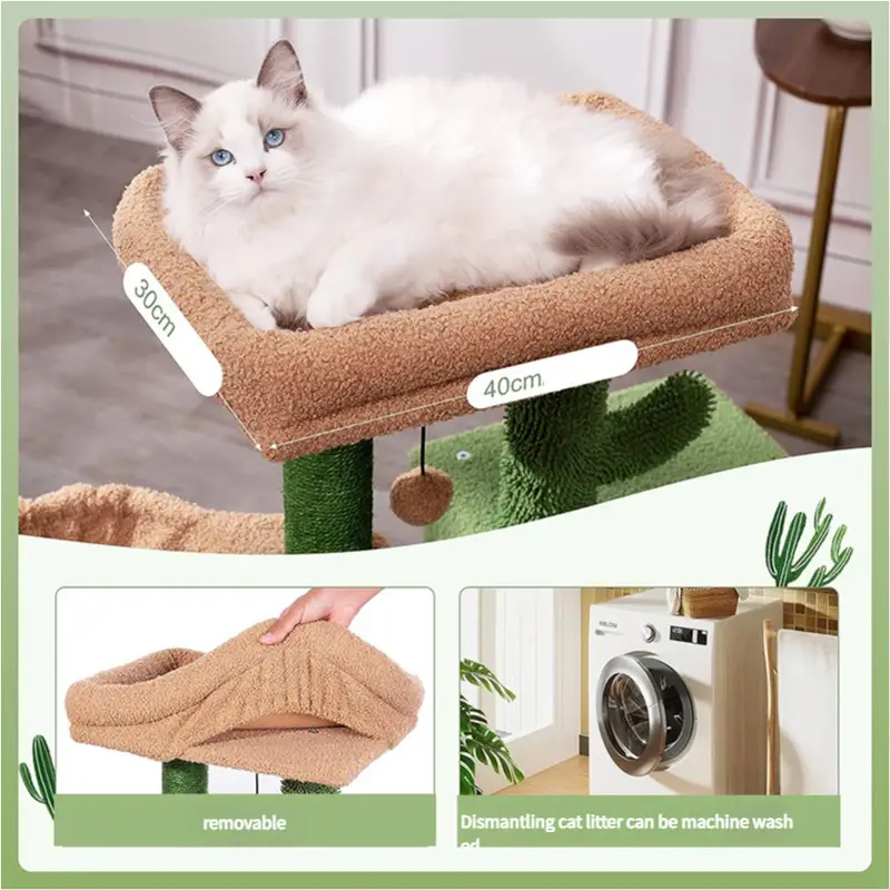 Cactus Cat Tree with Condo and Hammock - Pet Care > Cat Supplies > Cat Furniture