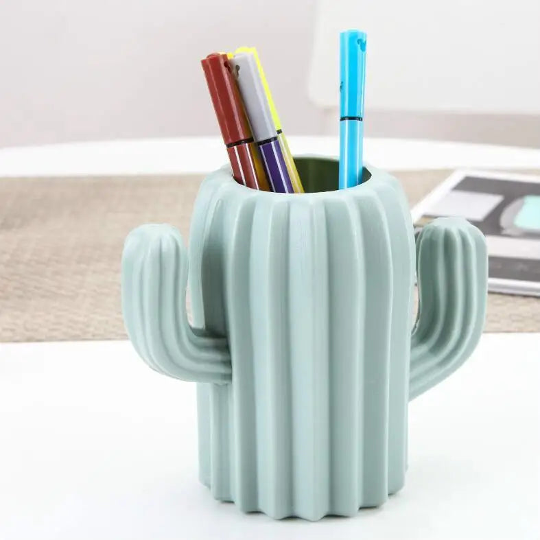 Cactus-shaped Vase Creative Desktop Pen Holder for Home Decor - Green - Home & Garden > Decor > Vases & Table Decor