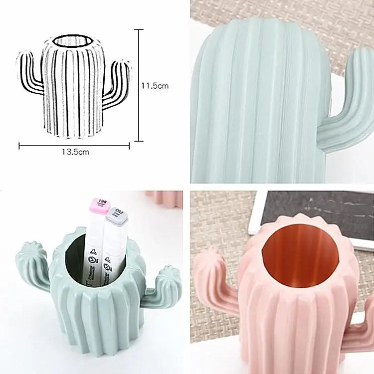 Cactus-shaped Vase Creative Desktop Pen Holder for Home Decor - Milk White - Home & Garden > Decor > Vases & Table Decor