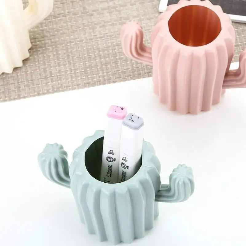 Cactus-shaped Vase Creative Desktop Pen Holder for Home Decor - Pink - Home & Garden > Decor > Vases & Table Decor