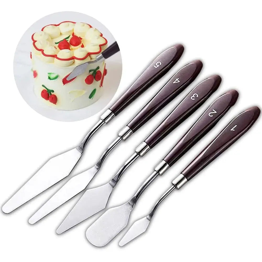 Cake Cream Spatula 5 Pcs/Set Stainless Steel Frosting Spatula Baking Pastry Tools - Home & Garden > Kitchenware