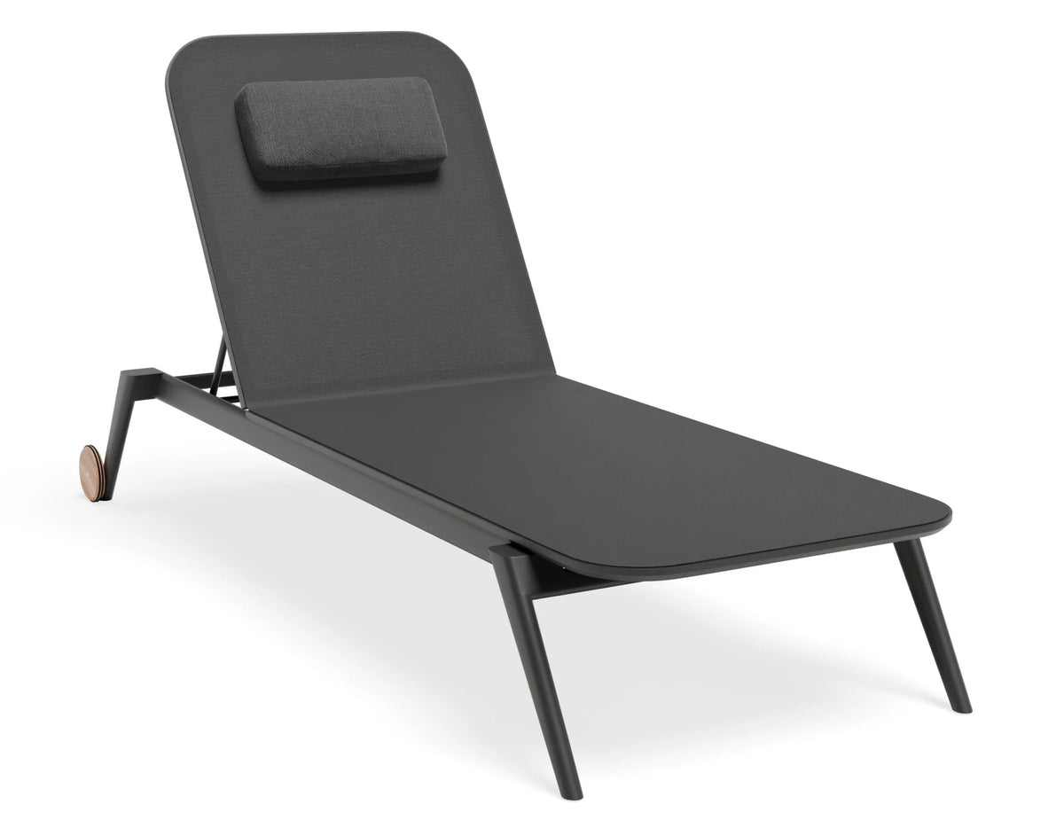 Calista sun lounge in Charcoal with magnetic headrest