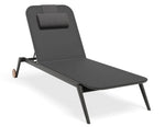 Calista sun lounge in Charcoal with strap headrest