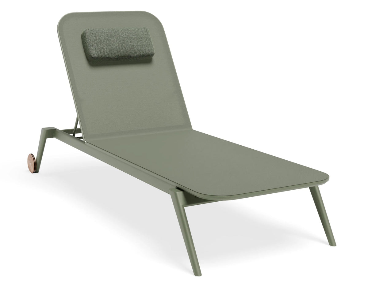 Calista sun lounge in Eucalyptus Green with magnetic headrest