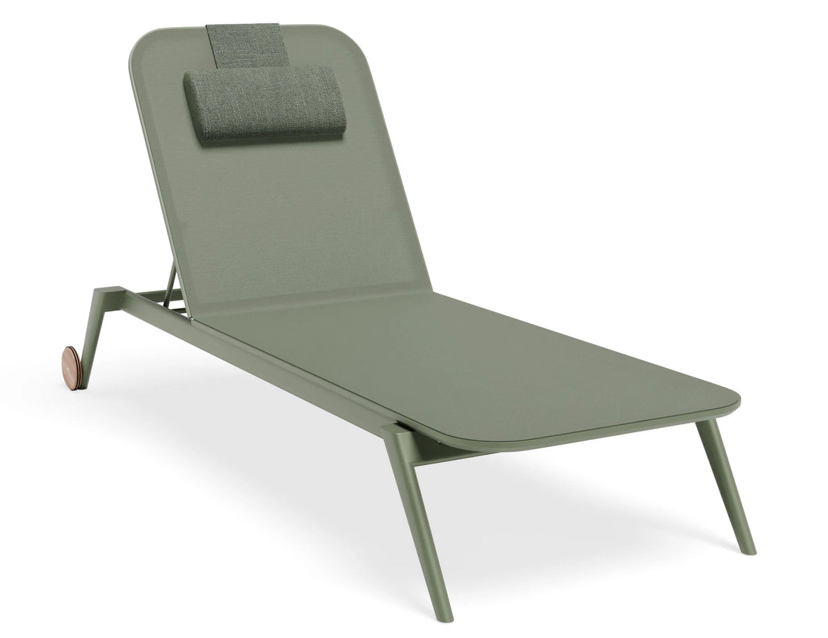 Calista sun lounge in Eucalyptus Green with strap headrest