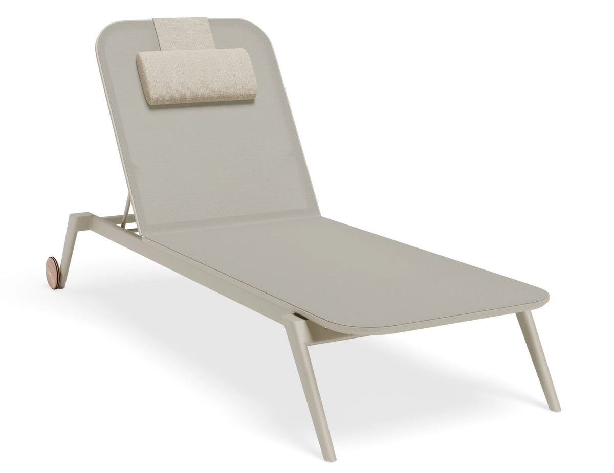 Calista sun lounge in Latte with strap headrest