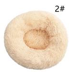 Calming Donut Pet Bed -Soft Faux Fur Anti-Anxiety Fluffy Round Bed for Cats and Small Dogs (Apricot)50cm - Pet Care >