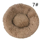 Calming Donut Pet Bed -Soft Faux Fur Anti-Anxiety Fluffy Round Bed for Cats and Small Dogs (khaki)50cm - Pet Care > Dog