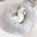 Calming Donut Pet Bed -Soft Faux Fur Anti-Anxiety Fluffy Round Bed for Cats and Small Dogs (golden yellow)40cm - Pet