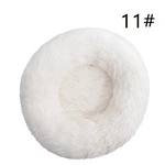 Calming Donut Pet Bed -Soft Faux Fur Anti-Anxiety Fluffy Round Bed for Cats and Small Dogs (White)40cm - Pet Care > Dog