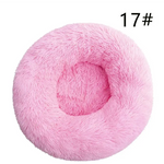 Calming Donut Pet Bed -Soft Faux Fur Anti-Anxiety Fluffy Round Bed for Cats and Small Dogs (Pink)50cm - Pet Care > Dog