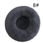 Calming Donut Pet Bed -Soft Faux Fur Anti-Anxiety Fluffy Round Bed for Cats and Small Dogs (Dark Gray)50cm - Pet Care >