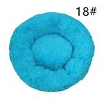 Calming Donut Pet Bed -Soft Faux Fur Anti-Anxiety Fluffy Round Bed for Cats and Small Dogs (blue)50cm - Pet Care > Dog