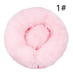 Calming Donut Pet Bed -Soft Faux Fur Anti-Anxiety Fluffy Round Bed for Cats and Small Dogs (Light Pink)40cm - Pet Care