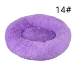 Calming Donut Pet Bed -Soft Faux Fur Anti-Anxiety Fluffy Round Bed for Cats and Small Dogs (Purple)50cm - Pet Care >