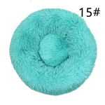 Calming Donut Pet Bed -Soft Faux Fur Anti-Anxiety Fluffy Round Bed for Cats and Small Dogs (emerald green)50cm - Pet