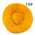 Calming Donut Pet Bed -Soft Faux Fur Anti-Anxiety Fluffy Round Bed for Cats and Small Dogs (golden yellow)40cm - Pet