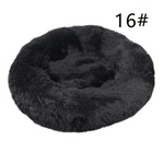 Calming Donut Pet Bed -Soft Faux Fur Anti-Anxiety Fluffy Round Bed for Cats and Small Dogs (Black)40cm - Pet Care > Dog