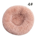 Calming Donut Pet Bed -Soft Faux Fur Anti-Anxiety Fluffy Round Bed for Cats and Small Dogs (Blush Pink)50cm - Pet Care
