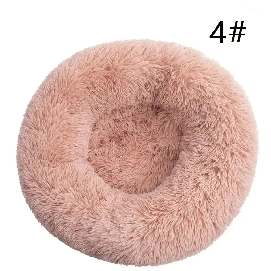 Calming Donut Pet Bed -Soft Faux Fur Anti-Anxiety Fluffy Round Bed for Cats and Small Dogs (Blush Pink)40cm - Pet Care