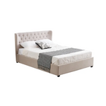 Cambridge Tan Beige Linen Tufted Bed - king - Furniture > Bedroom > Beds & Bed Frames