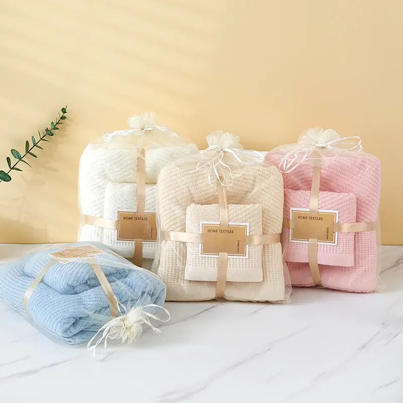 Camel Solid Color Diagonal Stripe Towel Set- Luxurious Bath and Hand Towels for Home Use Bath towel 140*70cm face towel
