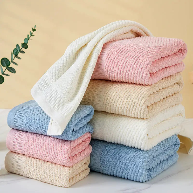 Camel Solid Color Diagonal Stripe Towel Set- Luxurious Bath and Hand Towels for Home Use Bath towel 140*70cm face towel