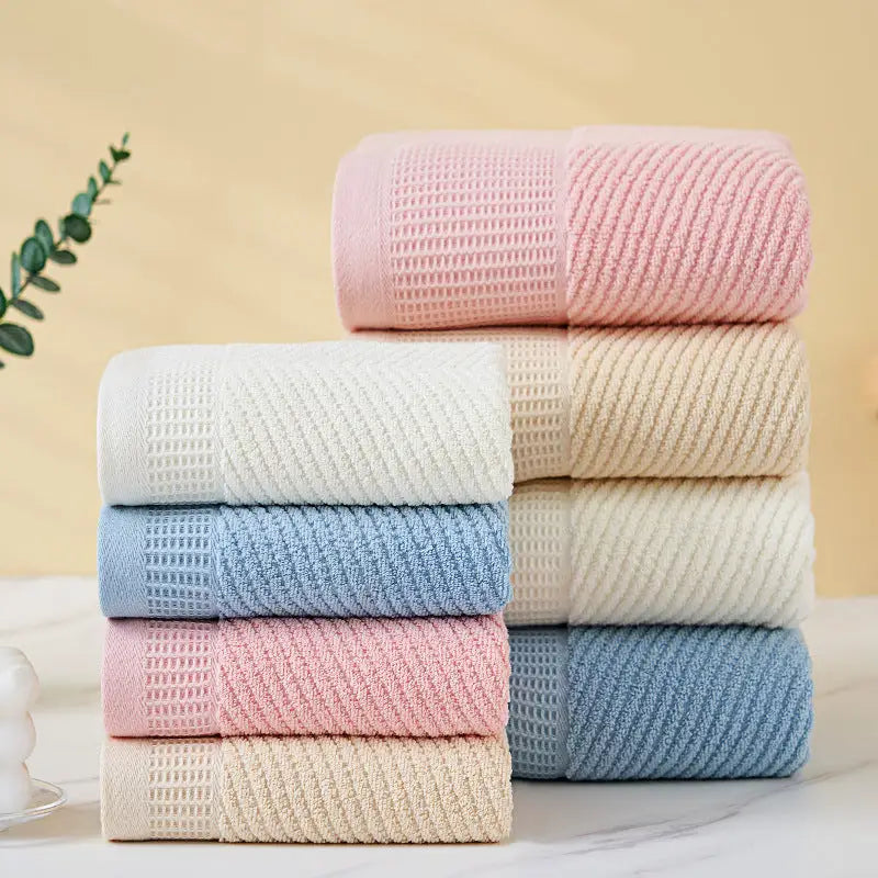 Camel Solid Color Diagonal Stripe Towel Set- Luxurious Bath and Hand Towels for Home Use Bath towel 140*70cm face towel