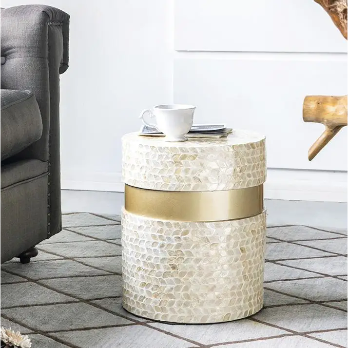 CANCUN SHELL STOOL/TABLE - Furniture > Living Room > Side Tables