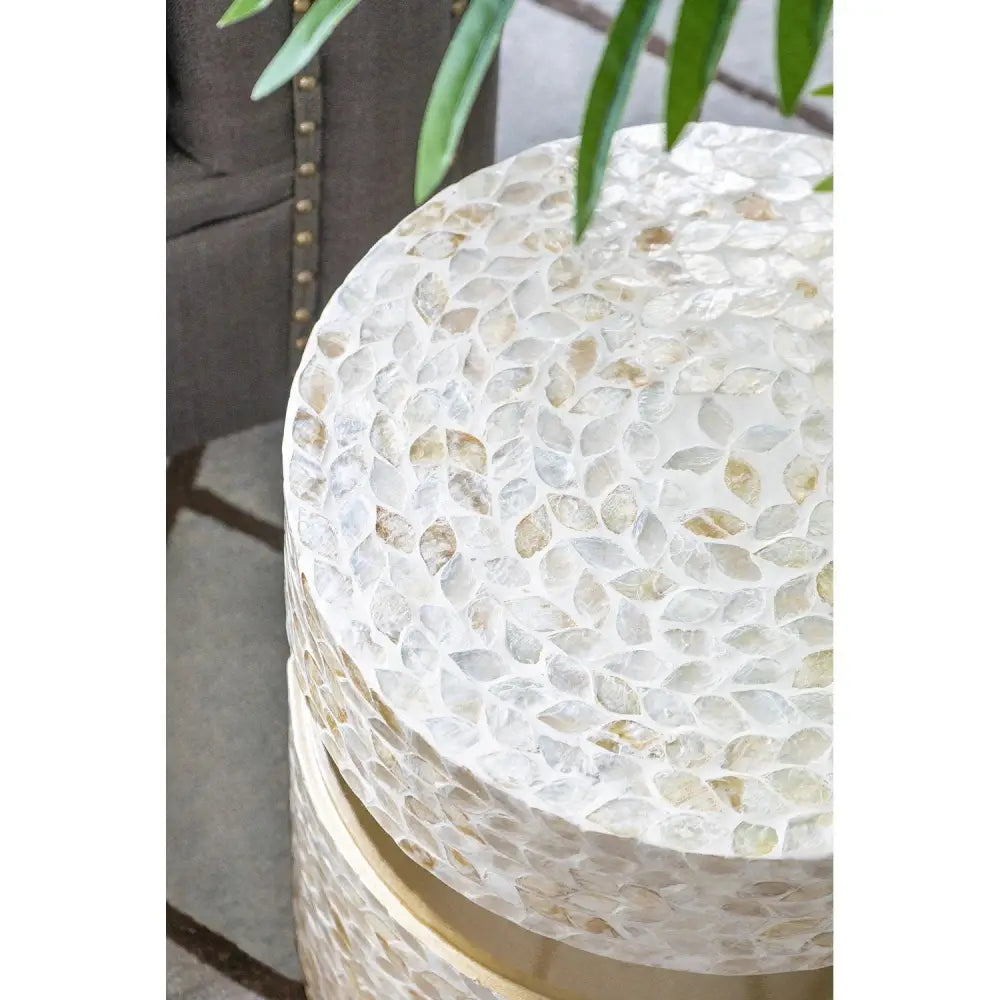 CANCUN SHELL STOOL/TABLE - Furniture > Living Room > Side Tables