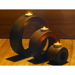 Candle holder set of 3 concentric wooden designed stye - Furniture > Living Room