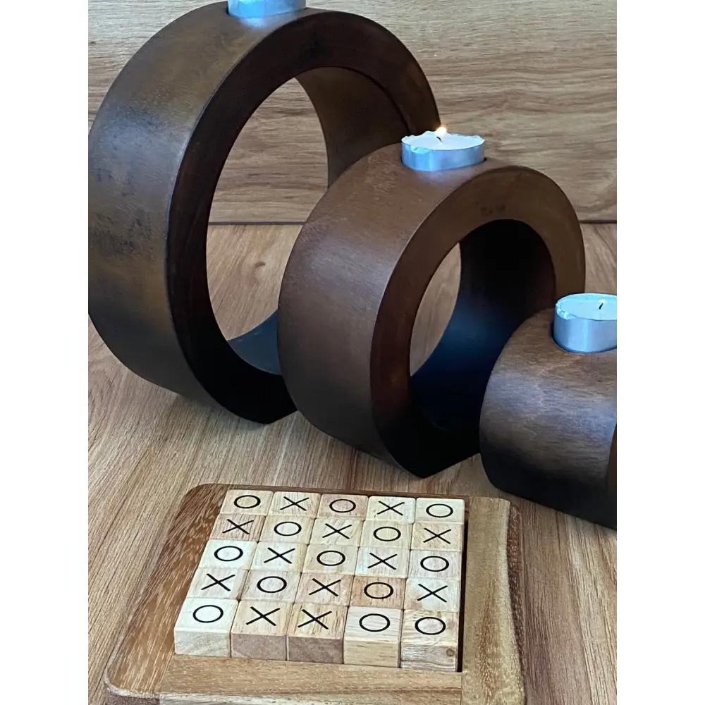 Candle holder set of 3 concentric wooden designed stye - Furniture > Living Room