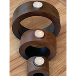 Candle holder set of 3 concentric wooden designed stye - Furniture > Living Room