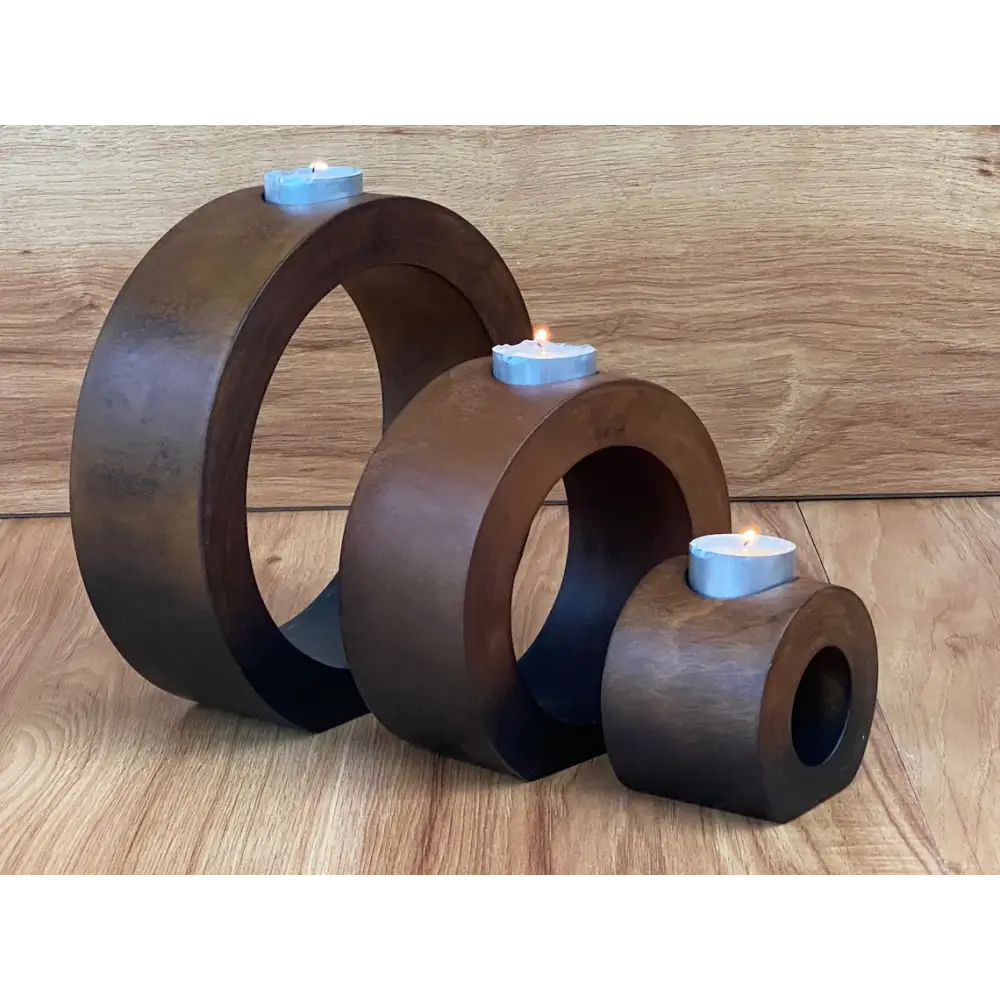 Candle holder set of 3 concentric wooden designed stye - Furniture > Living Room