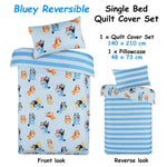 Caprice Bluey Bingo Reversible Striped Licensed Quilt Cover Set Single - Home & Garden > Bedding