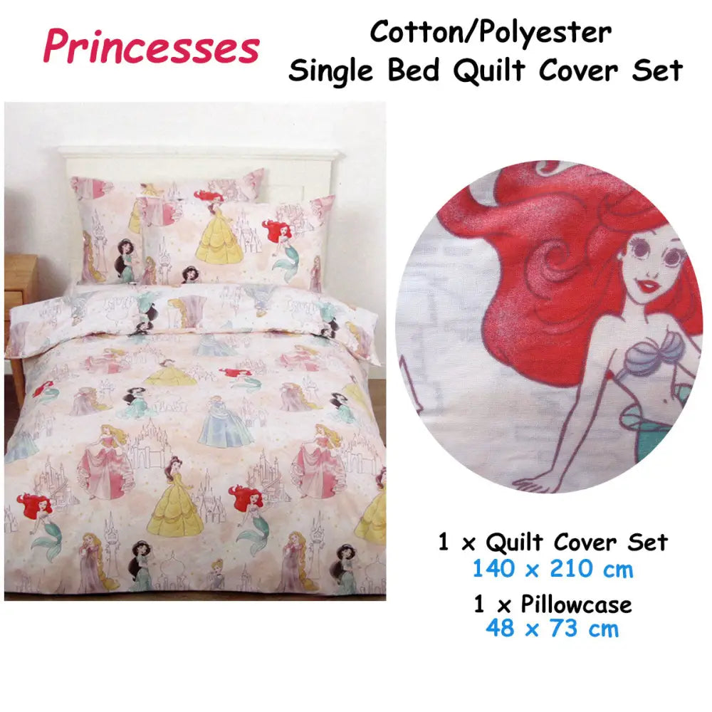 Caprice Disney Princesses Pink Licensed Quilt Cover Set Single - Home & Garden > Bedding