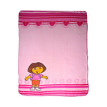 Caprice Polar Fleece Throw Rug Dora Explorer Thick and Embroidered Pink Heart 127 x 152 cm - Home & Garden > Bedding