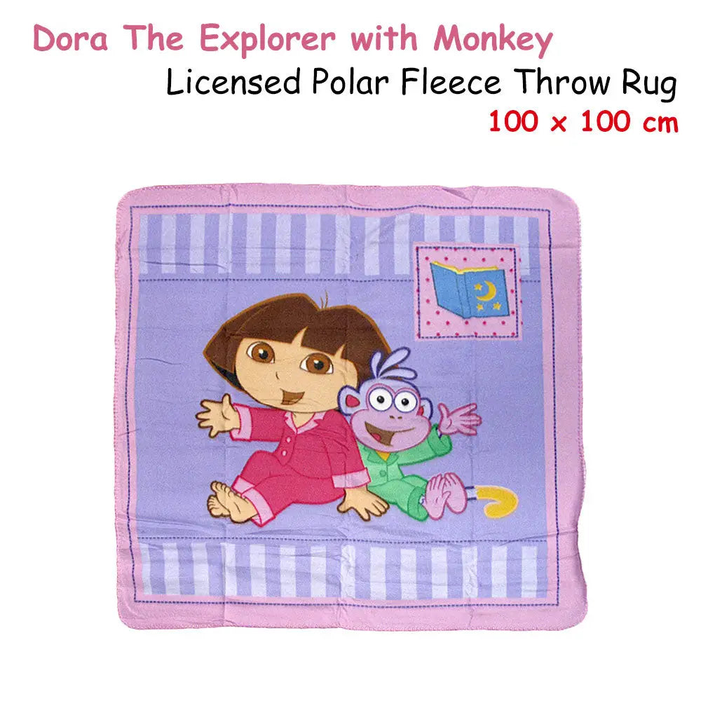 Caprice Polar Fleece Throw Rug Dora Explorer with Monkey 100 x 100 cm - Home & Garden > Bedding