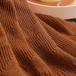 Caramel Cozy Lightweight Acrylic Knit Throw Blanket - Diamond Waffle Texture for Sofa Bed & Travel - Home & Garden >