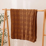 Caramel Cozy Lightweight Acrylic Knit Throw Blanket - Diamond Waffle Texture for Sofa Bed & Travel - Home & Garden >
