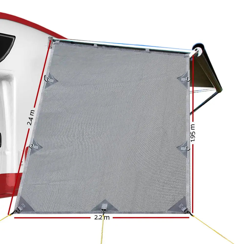 Caravan Privacy Screen Roll Out Awning 1.95 x 2.2M Sun Shade End Wall Side Grey - Home & Garden > Shading